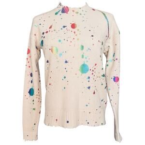 PRVLG Threads of Privilege Splatter Paint Cashmere Sweater Size XS